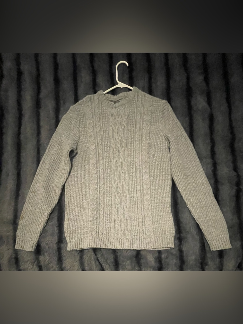 ASOS Gray Cable Knit Crewneck Sweater
